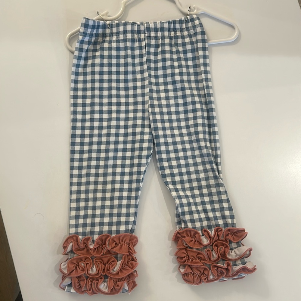 Busy Bees Smocks - blue checkered ruffle pants. Size 18 mo!